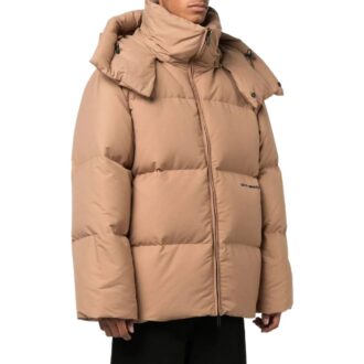Off-White Men’ s FW22 Solid Color With Down Feather Jacket Fitted Fit Brown