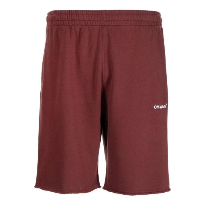 Off-White Men’ s FW22 Stripe Logo Printing Sports Shorts Version Red