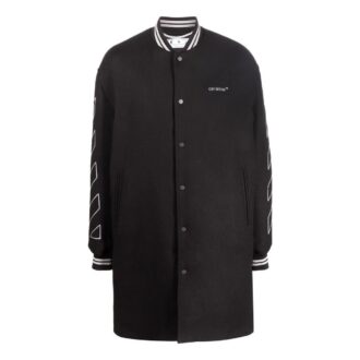 Off-White Men’ s FW22 Stripe Mid-Length Aviator Version Black Jacket