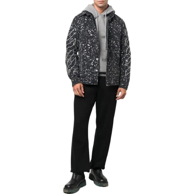 Off-White Men’ s FW22 Twill Printing Single Breasted Long Sleeves Ordinary Version Black Shirt