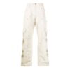 Off-White Men’ s Geometry Pattern Buckle Casual Long Pants/Trousers Loose Fit White