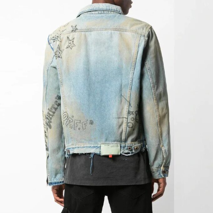 Off-White Men’ s Graffiti Denim Blue Jacket