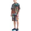 Off-White Men’ s Graffiti Printing Logo Pattern Short Sleeve Multicolor Shirt