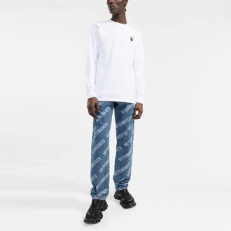 Off-White Men’ s Logo Arrow Pattern Long Sleeves White T-Shirt