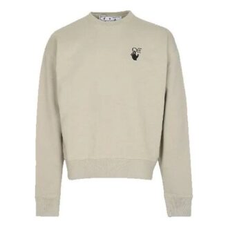 Off-White Men’ s Logo Arrow Printing Round Neck Long Sleeves Khaki Off-White Men’ s Logo Arrow Printing Round Neck Long Sleeves Khaki