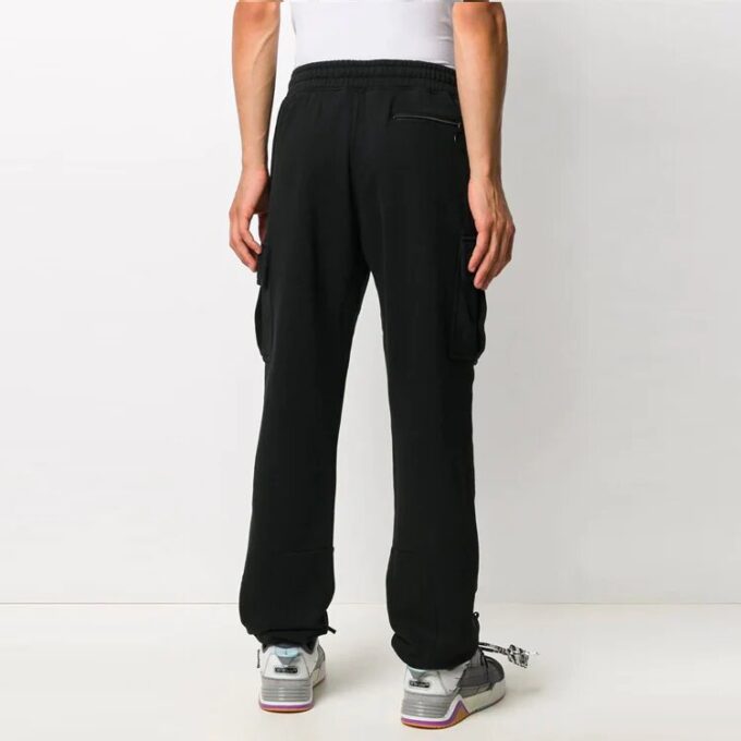 Off-White Men’ s Logo Elastic Waistband Cargo Sports Pants/Trousers/Joggers Slim Fit Black