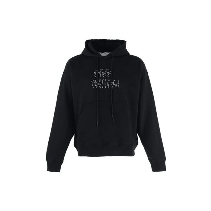 Off-White Men’ s Logo Embroidered Arrow Long Sleeves Black