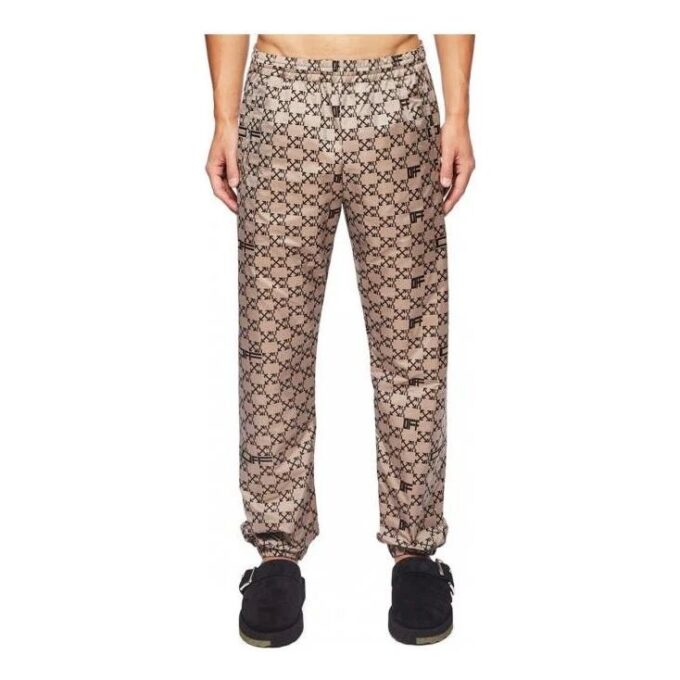 Off-White Men’ s Logo Full Print Elastic Waistband Casual Pants/Trousers Autumn Beige