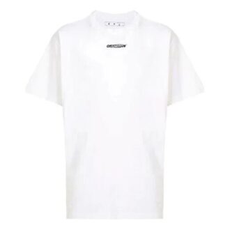 Off-White Men’ s Logo Graffiti Round Neck Pullover Short Sleeve Loose Fit White T-Shirt Off-White Men’ s Logo Graffiti Round Neck Pullover Short Sleeve Loose Fit White T-Shirt