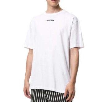 Off-White Men’ s Logo Graffiti Round Neck Pullover Short Sleeve Loose Fit White T-Shirt Off-White Men’ s Logo Graffiti Round Neck Pullover Short Sleeve Loose Fit White T-Shirt