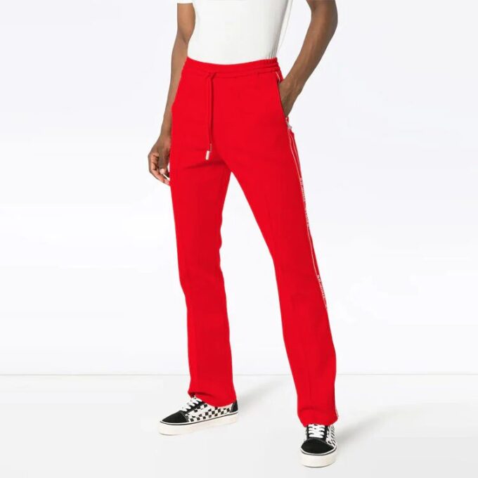 Off-White Men’ s Logo Loose Fit Red Sports Pants/Trousers/Joggers