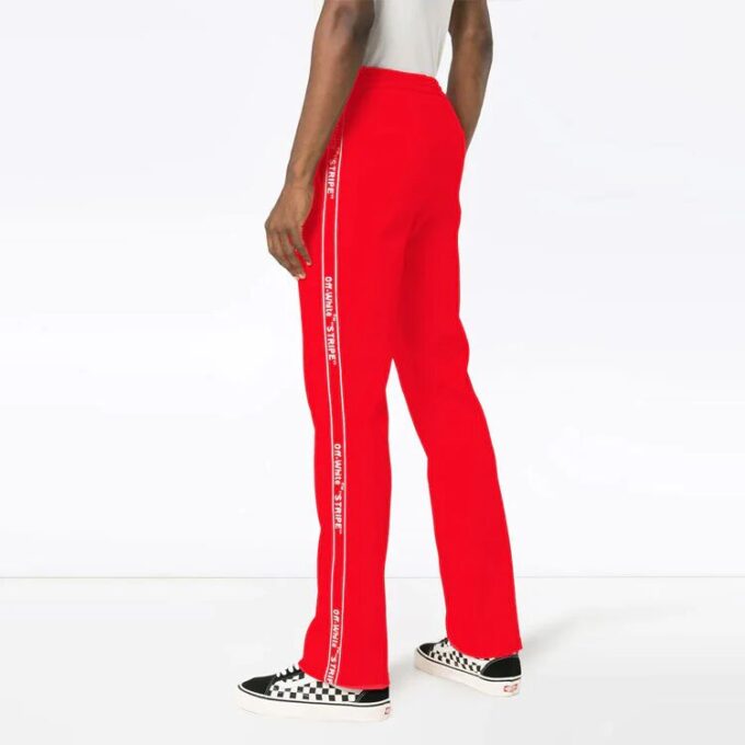 Off-White Men’ s Logo Loose Fit Red Sports Pants/Trousers/Joggers