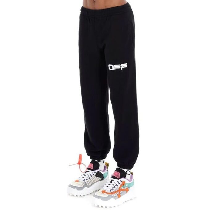 Off-White Men’ s Logo Pattern Printing Bundle Feet Sports Pants/Trousers/Joggers Black