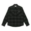 Off-White Men’ s Logo Plaid Flannel Long Sleeves Loose Fit Gray Shirt