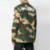 Off-White Men’ s Logo Printing Lapel Camouflage Jacket Loose Fit Green