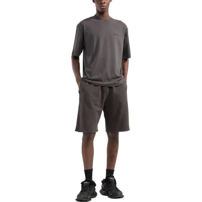 Off-White Men’ s Logo Printing Pattern Elastic Waistband Straight Shorts Brown