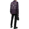 Off-White Men’ s Logo Printing Plaid Long Sleeves Dark Purple Shirt