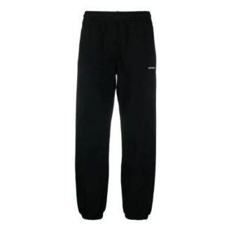 Off-White Men’ s Logo Solid Color Bundle Feet Sports Pants/Trousers/Joggers Black