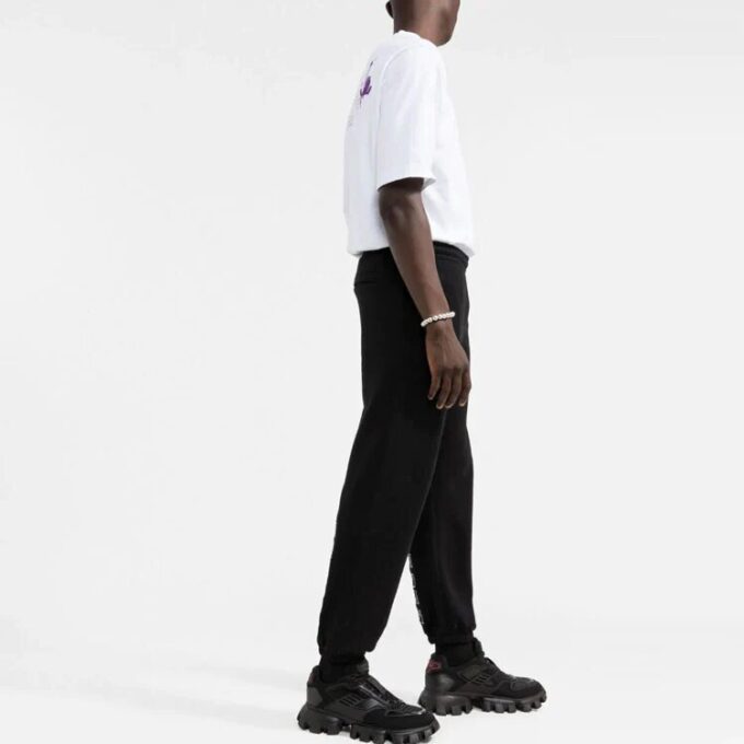 Off-White Men’ s Logo Solid Color Bundle Feet Sports Pants/Trousers/Joggers Black
