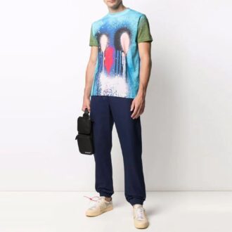 Off-White Men’ s Logo Solid Color Casual Long Pants/Trousers Loose Fit Blue