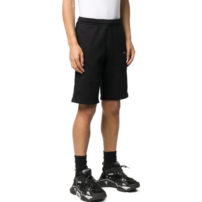 Off-White Men’ s Logo Solid Color Casual Shorts Version Black