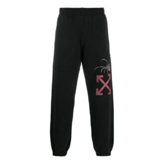 Off-White Men’ s Logo Spider Pattern Printing Bundle Feet Sports Pants/Trousers/Joggers Black Off-White Men’ s Logo Spider Pattern Printing Bundle Feet Sports Pants/Trousers/Joggers Black