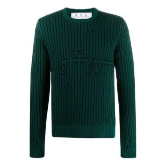 Off-White Men’ s logo Stripe Knit Green