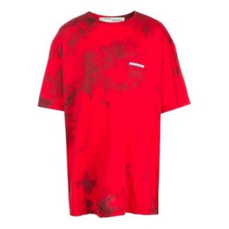 Off-White Men’ s Logo Tie Dye Red T-Shirt Off-White Men’ s Logo Tie Dye Red T-Shirt