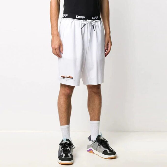 Off-White Men’ s Logo Waist Arrow Shorts White
