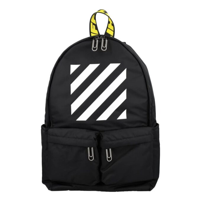 Off-White Men’ s Logo Zipper Schoolbag Backpack Black