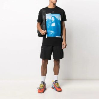 Off-White Men’ s Mona Lisa Portrait Short Sleeve Ordinary Version Black T-Shirt Off-White Men’ s Mona Lisa Portrait Short Sleeve Ordinary Version Black T-Shirt
