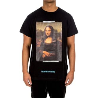 Off-White Men’ s Mona Lisa Printing Back Arrow Short Sleeve Black T-Shirt Off-White Men’ s Mona Lisa Printing Back Arrow Short Sleeve Black T-Shirt