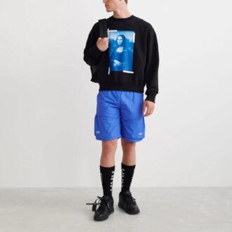 Off-White Men’ s Mona Lisa Printing Cotton Round Neck Pullover Black