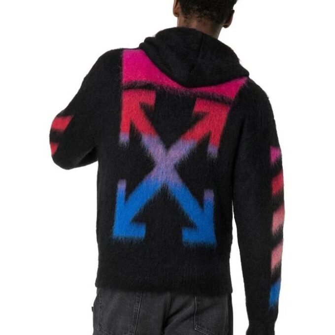Off-White Men’ s Nylon Hooded Zipper Knit Black