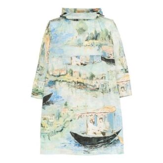 Off-White Men’ s Painting Pattern Mid-Length Nylon Pullover Hooded Loose Fit Green Windbreaker Off-White Men’ s Painting Pattern Mid-Length Nylon Pullover Hooded Loose Fit Green Windbreaker