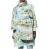 Off-White Men’ s Painting Pattern Mid-Length Nylon Pullover Hooded Loose Fit Green Windbreaker