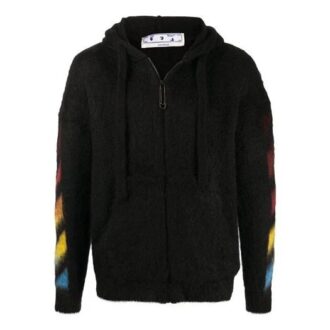 Off-White Men’ s Pattern Hooded Jacket Black Off-White Men’ s Pattern Hooded Jacket Black
