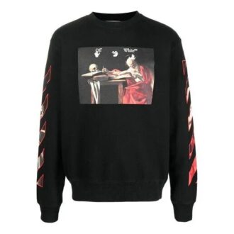 Off-White Men’ s Pattern Printing Round Neck Long Sleeves Black Off-White Men’ s Pattern Printing Round Neck Long Sleeves Black