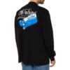 Off-White Men’ s Pattern Printing Round Neck Long Sleeves Loose Fit Black