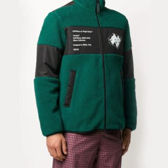 Off-White Men’ s Printing Fleece Jacket Green Off-White Men’ s Printing Fleece Jacket Green