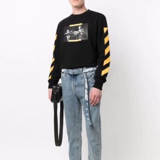 Off-White Men’ s Printing Round Neck Long Sleeves Version Black Off-White Men’ s Printing Round Neck Long Sleeves Version Black
