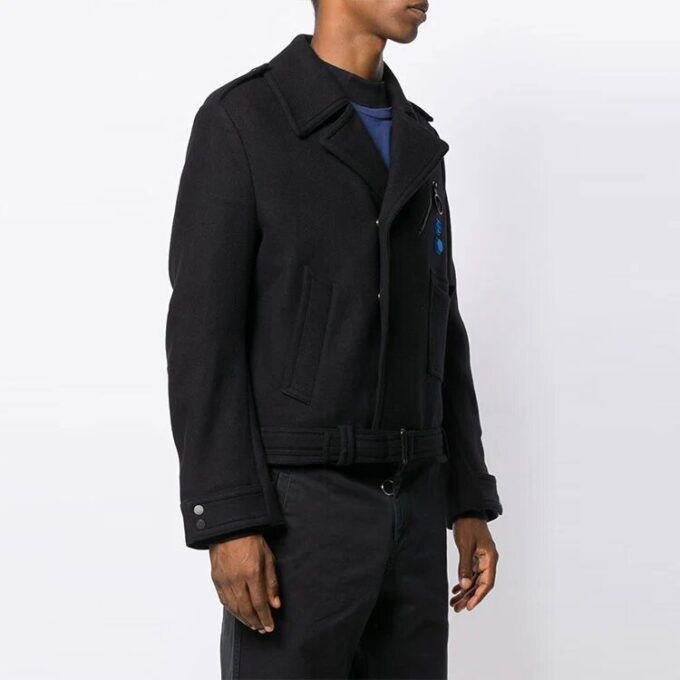 Off-White Men’ s Short Arrow Pattern Suit Jacket Loose Fit Black
