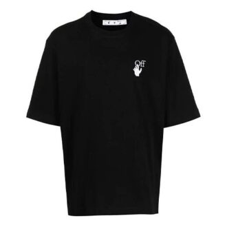 Off-White Men’ s Small Pattern Short Sleeve Black T-Shirt