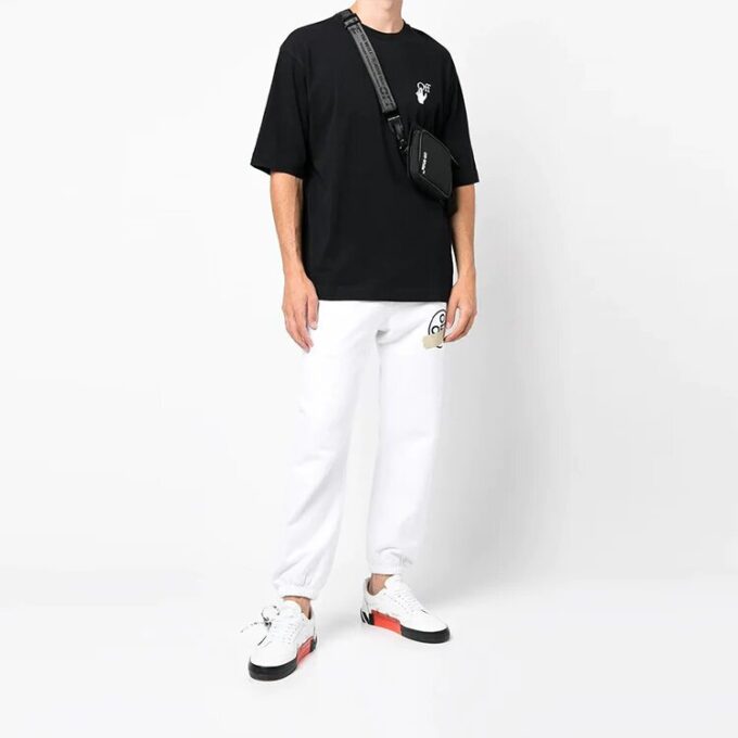 Off-White Men’ s Small Pattern Short Sleeve Black T-Shirt
