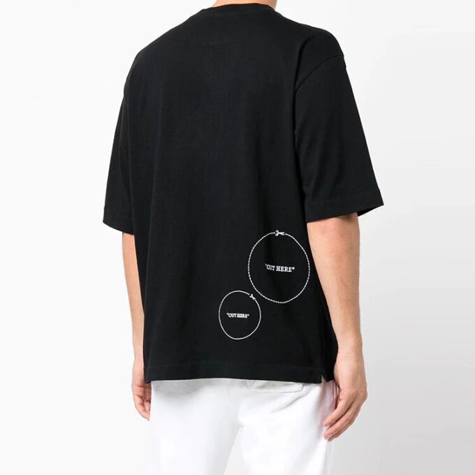 Off-White Men’ s Small Pattern Short Sleeve Black T-Shirt