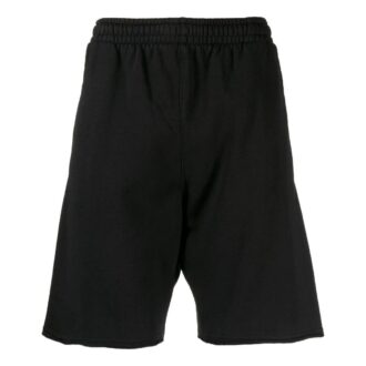 Off-White Men’ s Solid Color Back Printing Pattern Elastic Waistband Straight Shorts Black Off-White Men’ s Solid Color Back Printing Pattern Elastic Waistband Straight Shorts Black