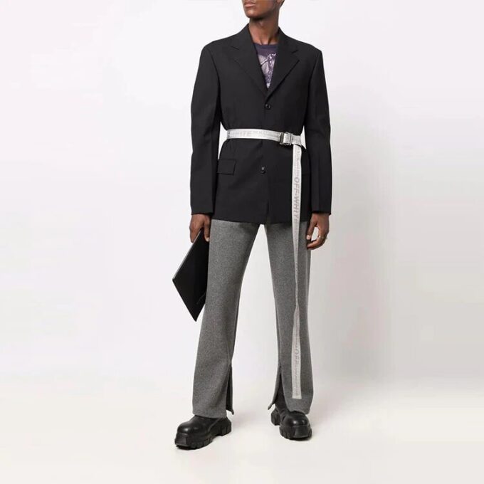 Off-White Men’ s Solid Color Casual Straight Sports Pants/Trousers/Joggers Gray