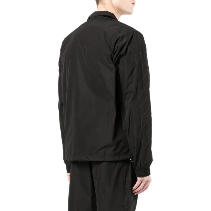 Off-White Men’ s Solid Color Lapel Zipper Jacket Black