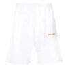 Off-White Men’ s Solid Color Logo Printing Pattern Elastic Waistband Straight Shorts White