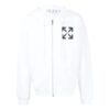 Off-White Men’ s Solid Color Logo Printing Pattern Hooded Zipper Jacket White